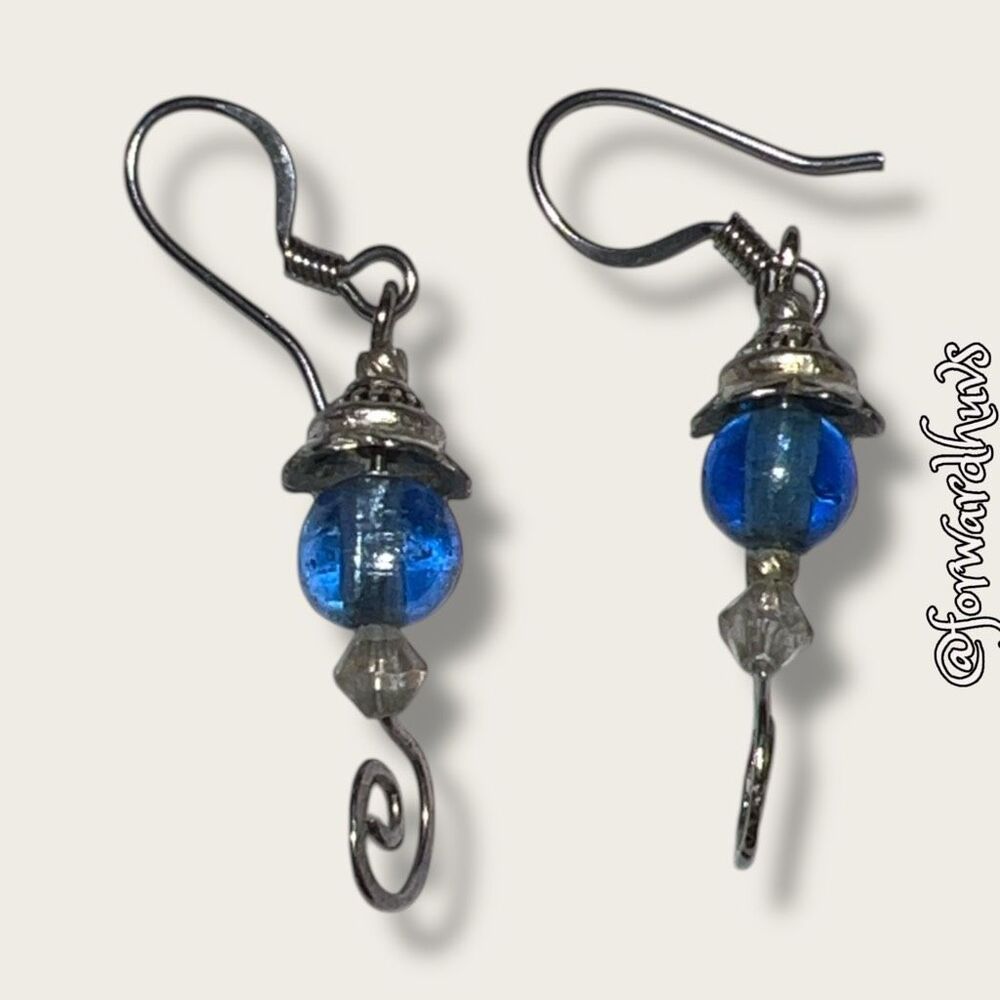 Handmade Blue Beaded Earrings